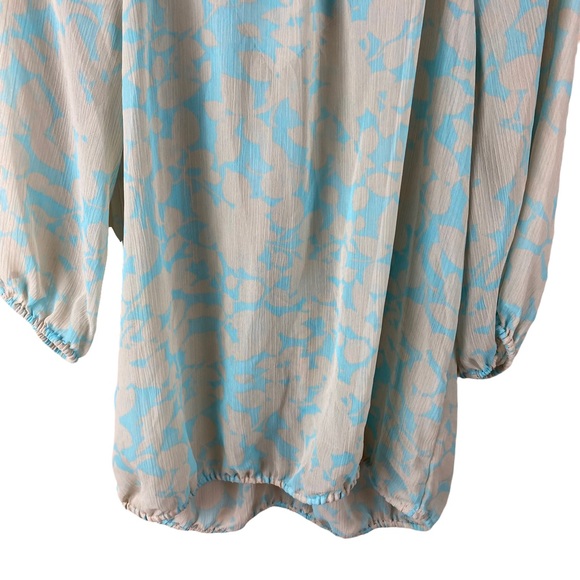 Lane Bryant Tan Blue Sheer Blouse Top 14 16 - Picture 6 of 8